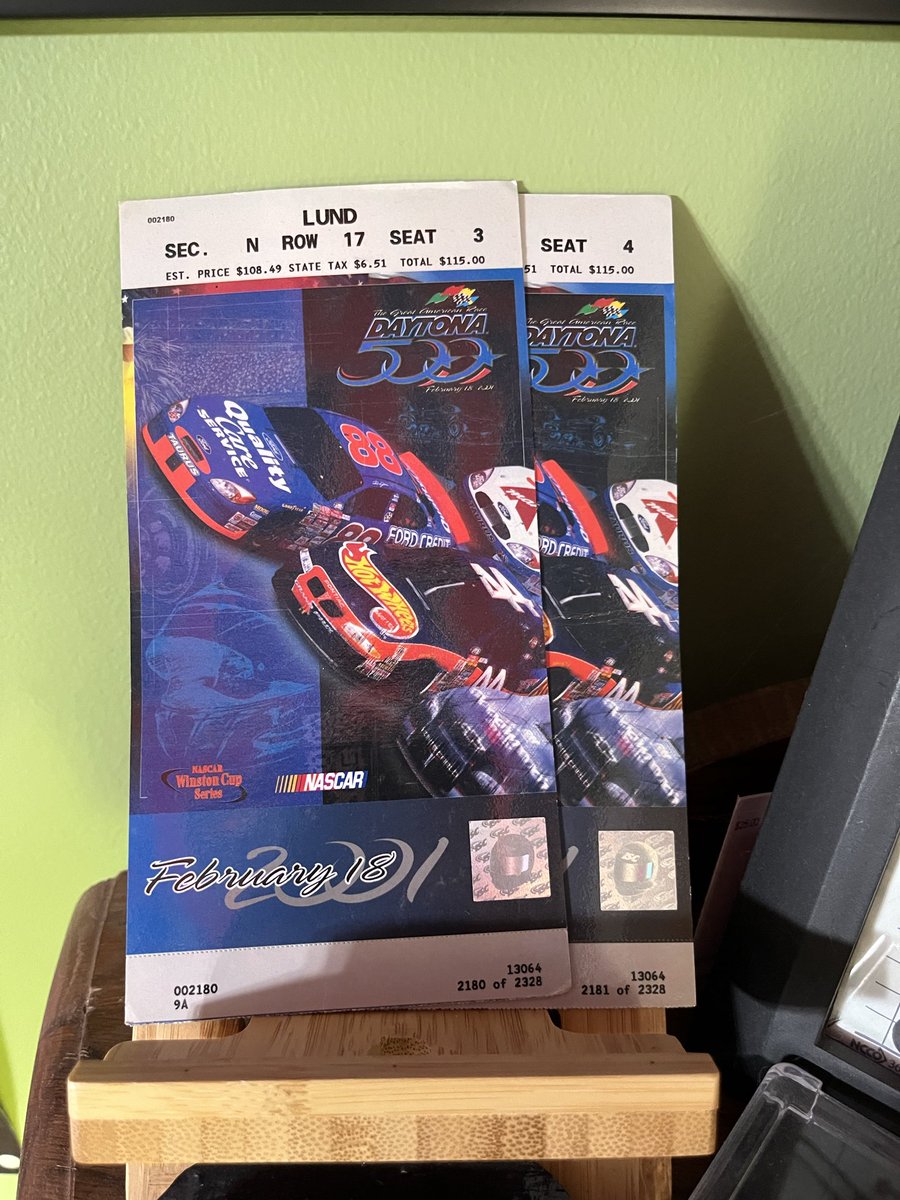 RyanHays69's tweet photo. @DirtyMoMedia @Lionel_Racing @DaleJr 30 pack that was full when Dale signed it, I drank all the beer and kept the autograph. 2001 Daytona 500 tickets from my grandparents. Can and tickets to show Dale always ends up in victory lane when I leave NH. Photo of Dale Sr in Loudon 1992 https://t.co/krA5Gl0gsN