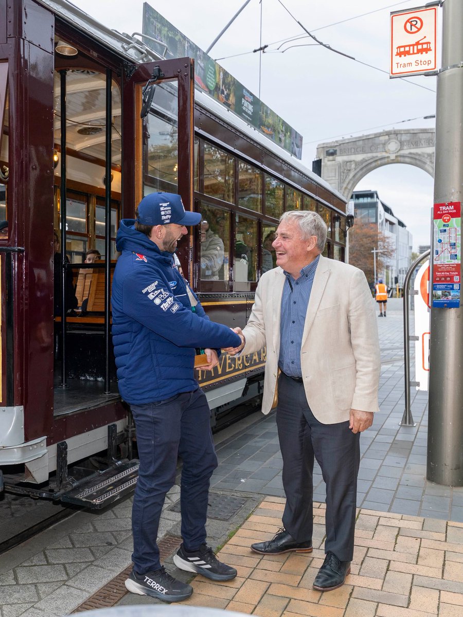 redbullampol's tweet photo. @brocfeeney93  and the Mayor of Christchurch, Phil Mauger, with the Jason Richards Memorial Trophy on the streets of Christchurch this morning.
We’re very proud of Broc &amp; the team’s efforts this weekend, it’s a privilege to honour JR’s legacy and everything he did in this sport. https://t.co/aJVSAXxdIP