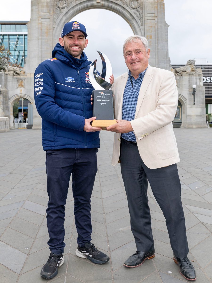 redbullampol's tweet photo. @brocfeeney93  and the Mayor of Christchurch, Phil Mauger, with the Jason Richards Memorial Trophy on the streets of Christchurch this morning.
We’re very proud of Broc &amp; the team’s efforts this weekend, it’s a privilege to honour JR’s legacy and everything he did in this sport. https://t.co/aJVSAXxdIP