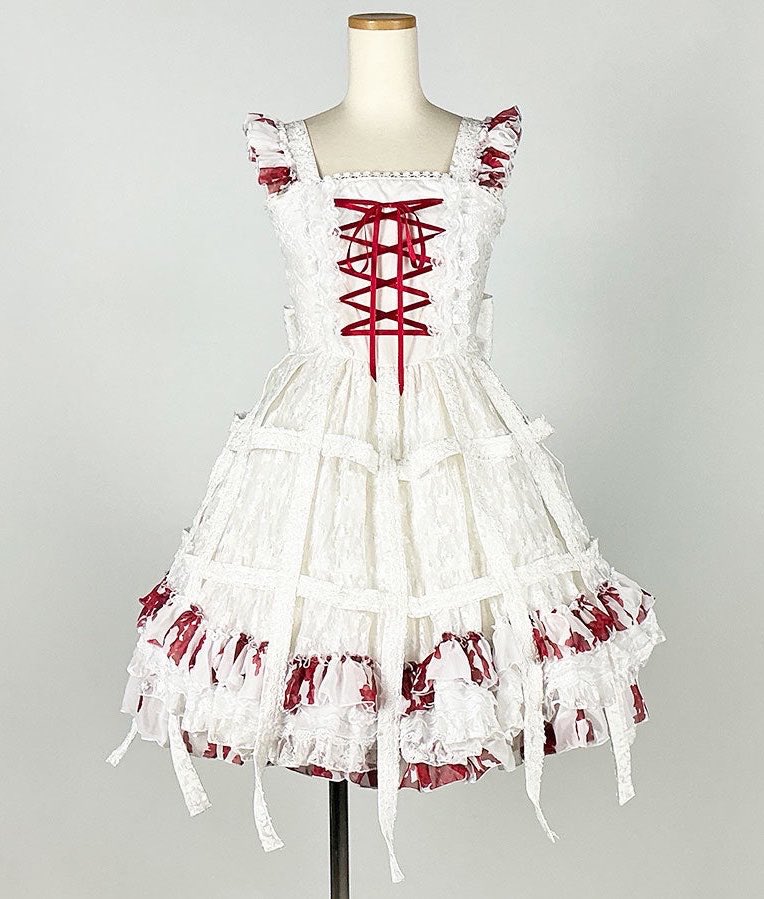 🥀明日から発売開始🥀

【White Bloody Rose Bird Cage Dress】

純白のドレスが血に染まる、儚い真紅の薔薇。
「血の薔薇×鳥籠ドレス」！純潔なる白に、鮮血のように滴り落ちる赤い薔薇の禁断の融合カラーがラインナップされます🩸