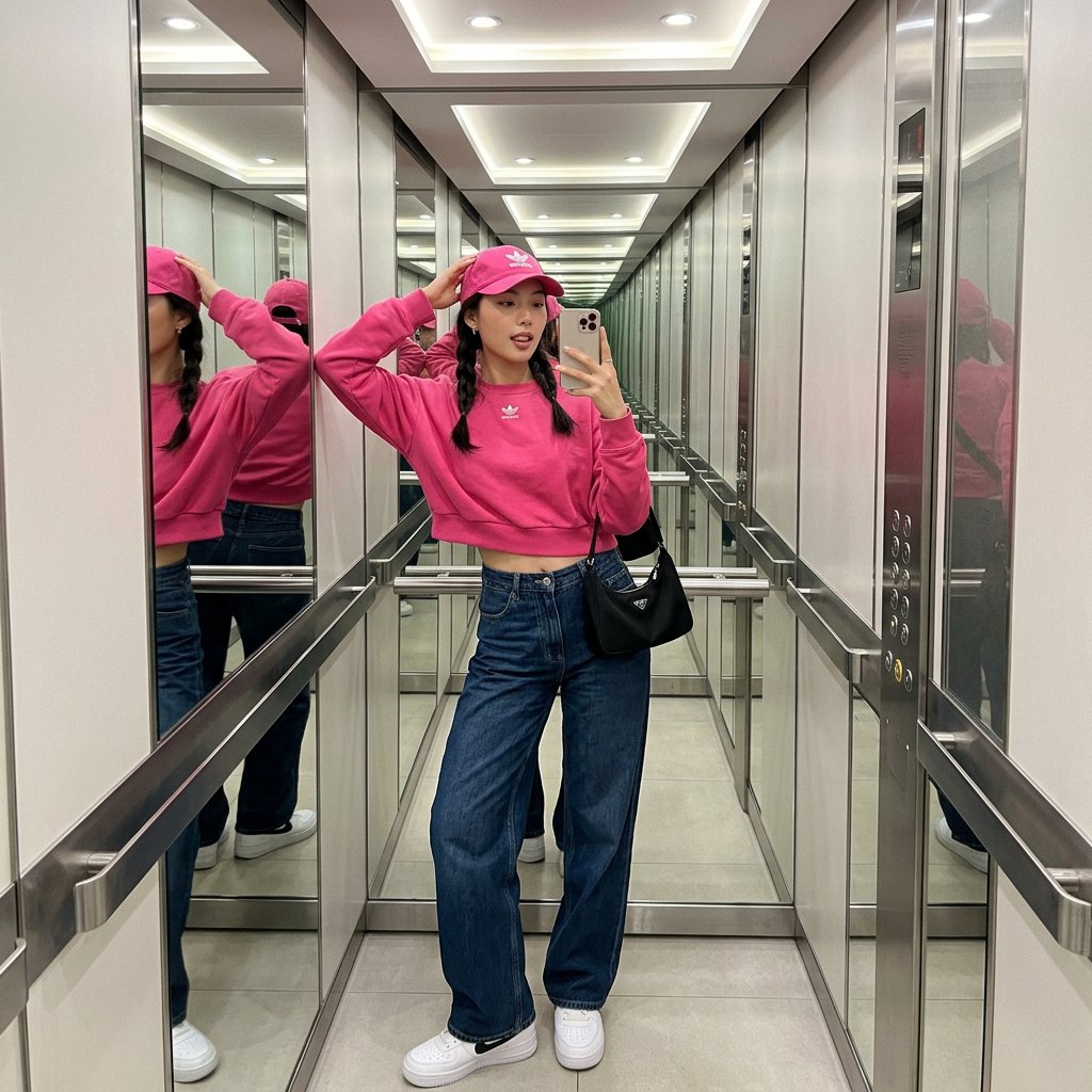 Minori115741's tweet image. Pink power in the elevator. 💖✨
#pink #ootd #pinkootd #adidas #fashion #streetstyle #elevator #elevatorselfie