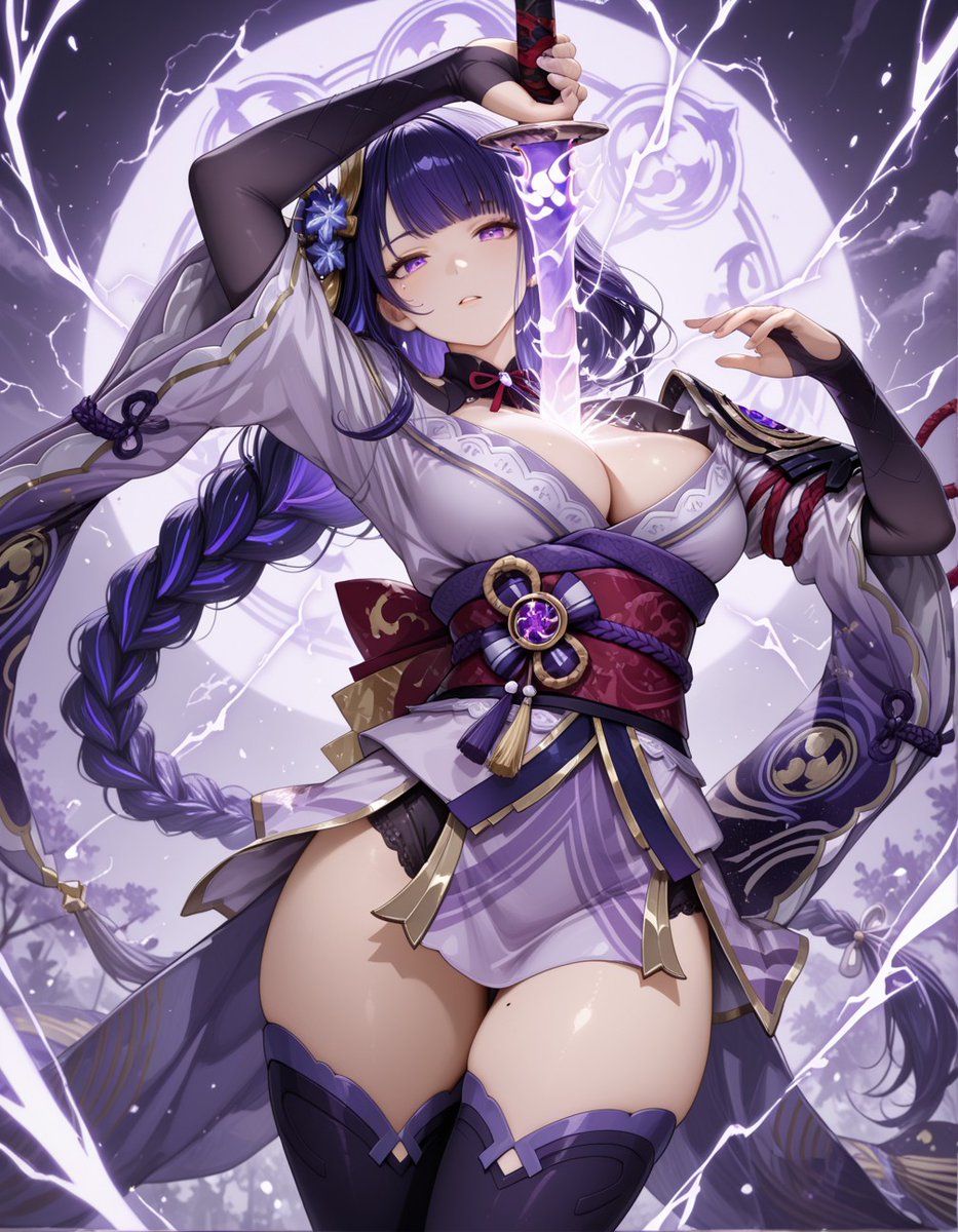 YAlan74787's tweet image. #雷電将軍 #RaidenShogun #AIイラスト #AIArt
SFW illustration.