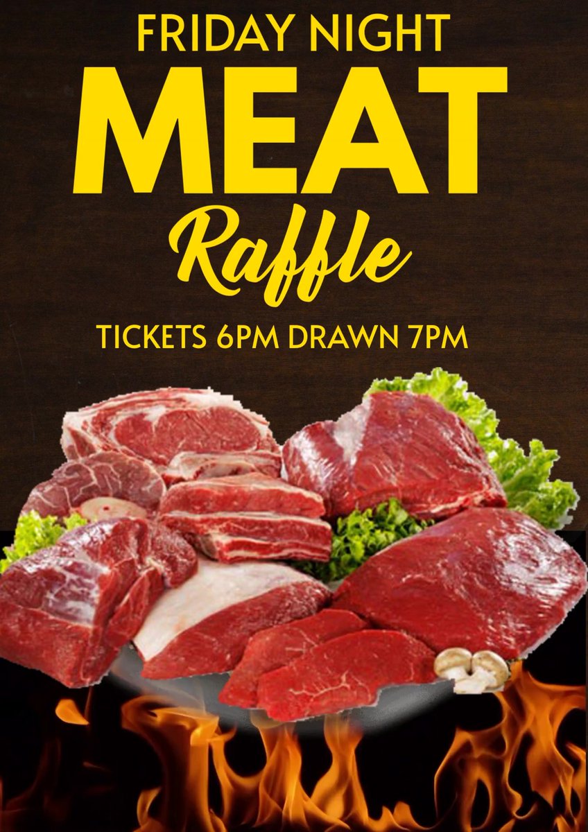 RidgeBowlo2834's tweet image. 🥩 Meat Raffles On Tonight – Win Fresh, Win Big! 🥩
Enter for your chance to take home top-quality meat prizes! 🎉 Join the fun and fill your fridge with delicious cuts! Tickets on sale every Friday 6pm raffle drawn at 7pm!
#MeatRaffle #WinBig #FreshAndTasty