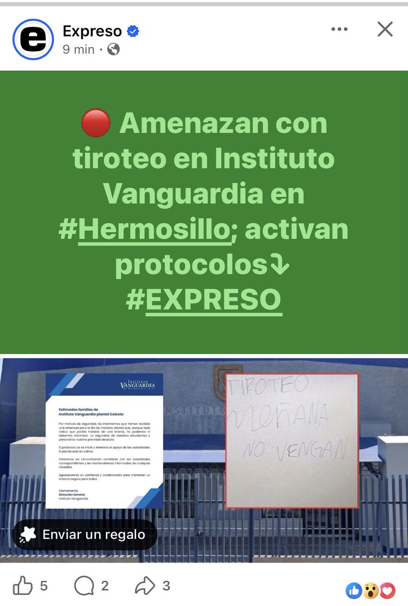 Hoy 4 amenazas en diferentes escuelas de Sonora.

Y nadie dice nada al respecto…