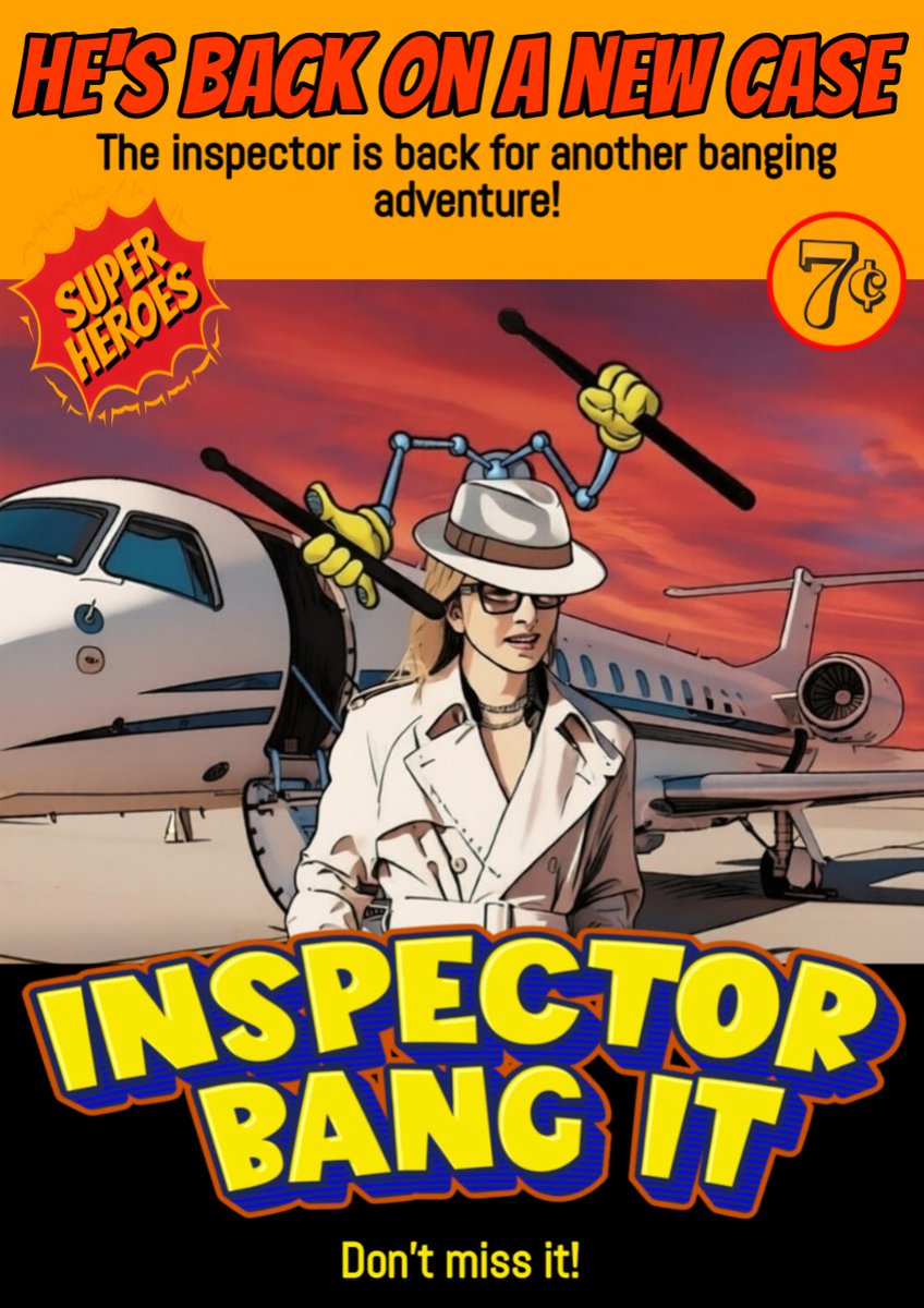 Rocklady19731's tweet photo. Saw a photo of #YOSHIKI in a beige trench coat and I thought of Inspector Gadget. I know, I've got a weird working mind!😅
So, I came up with this... Again, so sorry Yoshiki!🫣
#FakeComicCover #InspectorGadget #BangIt #fanart https://t.co/mIO0rxQf9i