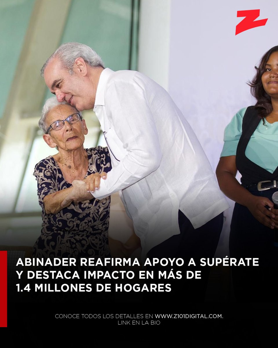 z101digital's tweet image. Abinader reafirma apoyo a Supérate y destaca impacto en más de 1.4 millones de hogares

Amplía la información en: z101digital.com/abinader-reafi…

#ZDigital #Z101 #Noticias #News #Nacional #Abinader #Supérate
