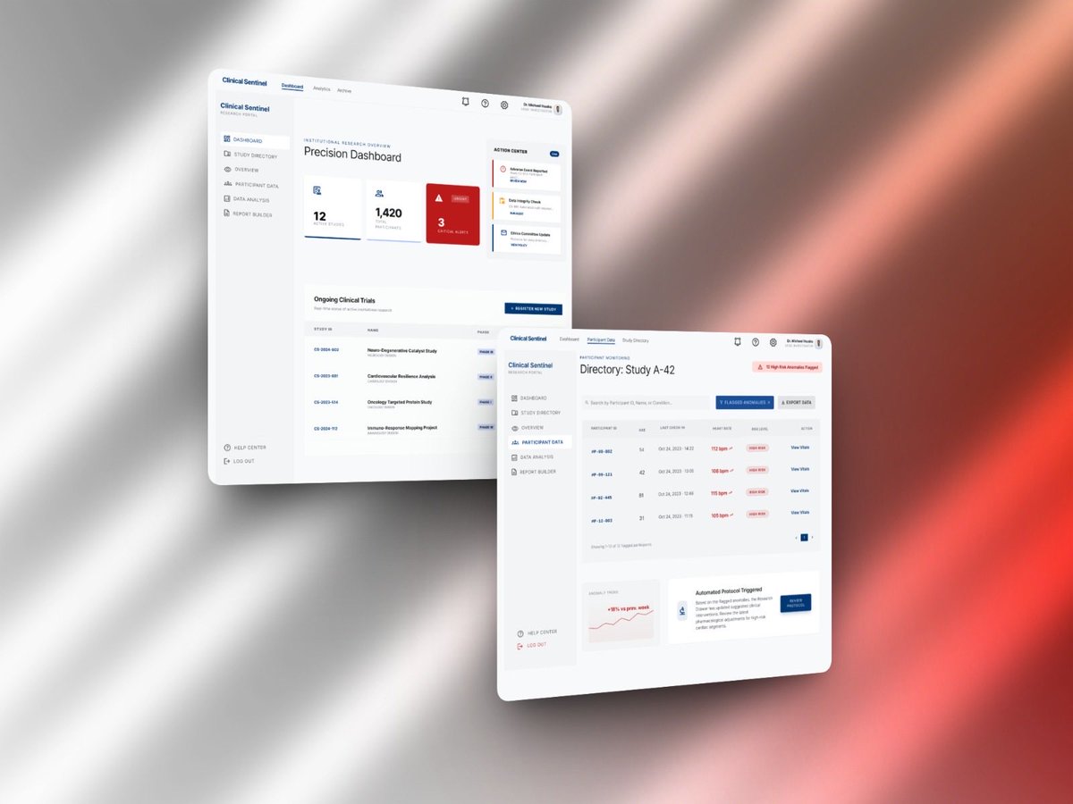 its_Michaelcj's tweet image. I designed Clinical Sentinel a health-tech flow that turns complex research data into life-saving insights.

The Journey: Dashboard - Study Analysis- Participant Vitals - Action.

Designing for accuracy, trust, and speed 

#UXDesign #MedTech #ProductDesign #UIUX