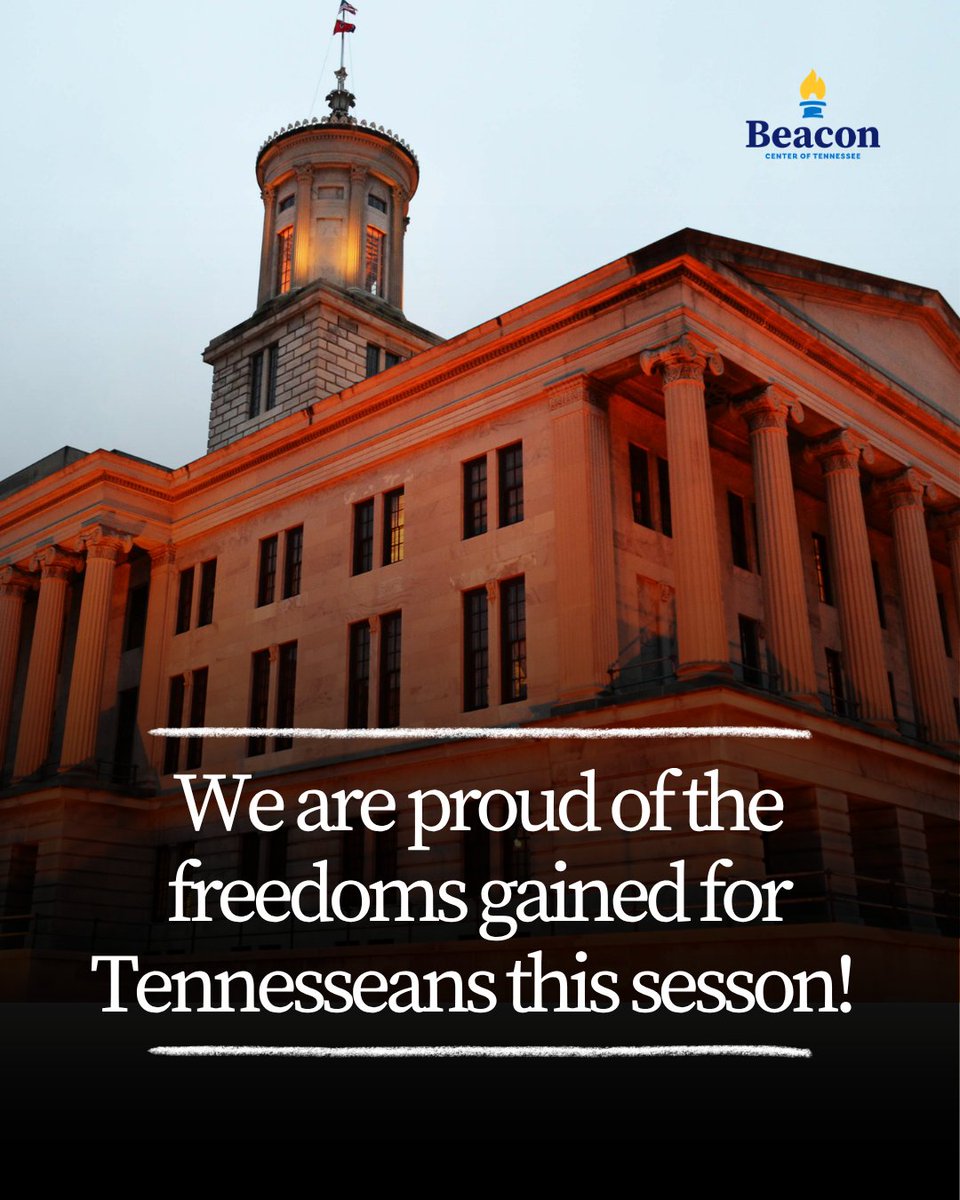 beacontnimpact's tweet photo. As legislators wrap up their work for this session, we are proud of the pro-freedom agenda we were able to advance!

✅ Expanded school choice
✅ Passed the Regulatory Freedom Act
✅ Secured certificate-of-need reform

Tennesseans' lives will be better as a result. 

We thank Gov. Lee, legislative leadership, our bill sponsors, the legislators who voted in support of our agenda, and all of our coalition partners who stood with us to make Tennessee a better place.