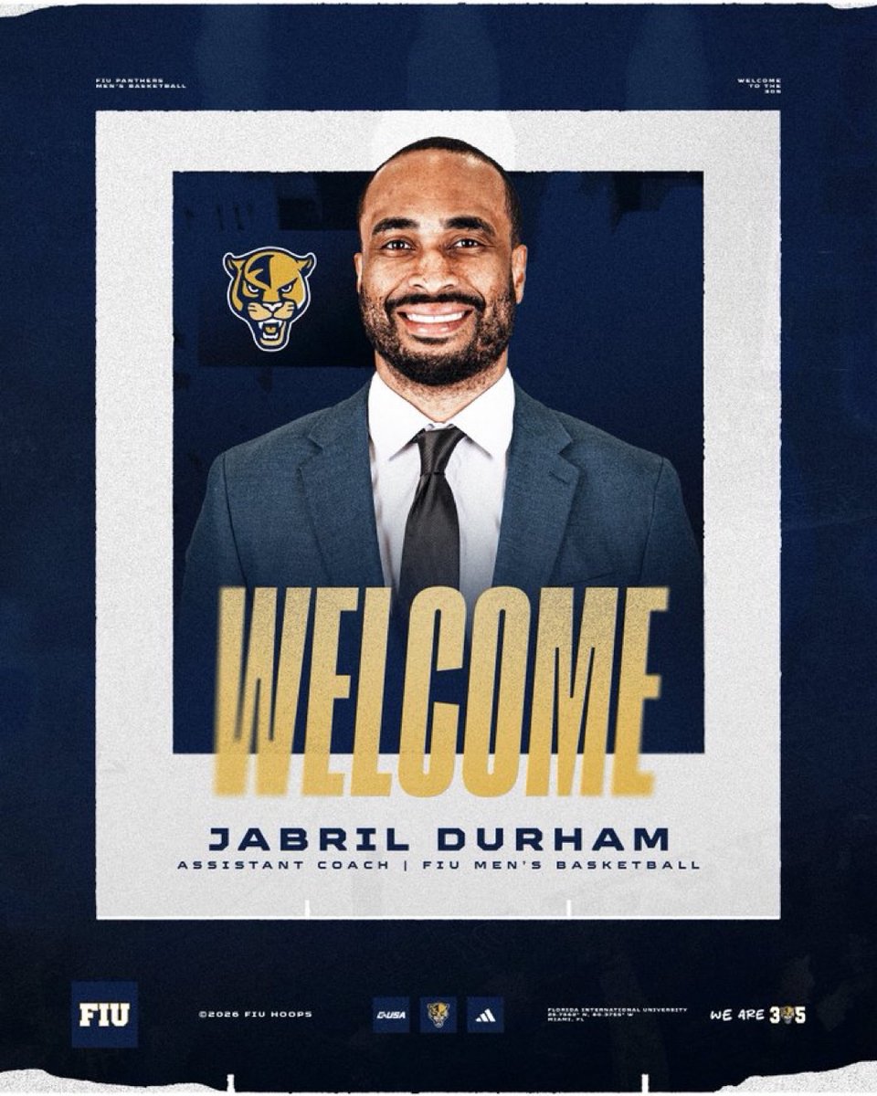 AscensionSport1's tweet photo. Congratulations to Ascension Sports Jabril Durham on his new position as AC at FIU. Jabril was a GA last year at Florida State and now has the opportunity to make his mark as an Assitant Coach at FIU! #KeepAscending #ProgramChangerz #WhatAJourney #Proud https://t.co/Kt1OTeXHQB