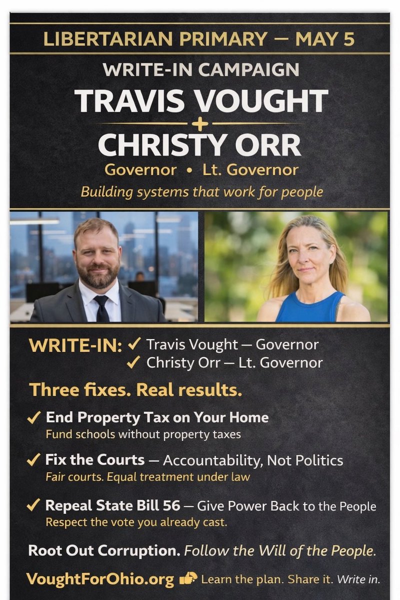 TravisJonVought's tweet photo. I’m Running for Governor of Ohio. Help make real change in Ohio at https://t.co/wGX1a1BmKK https://t.co/4REjiCanDD