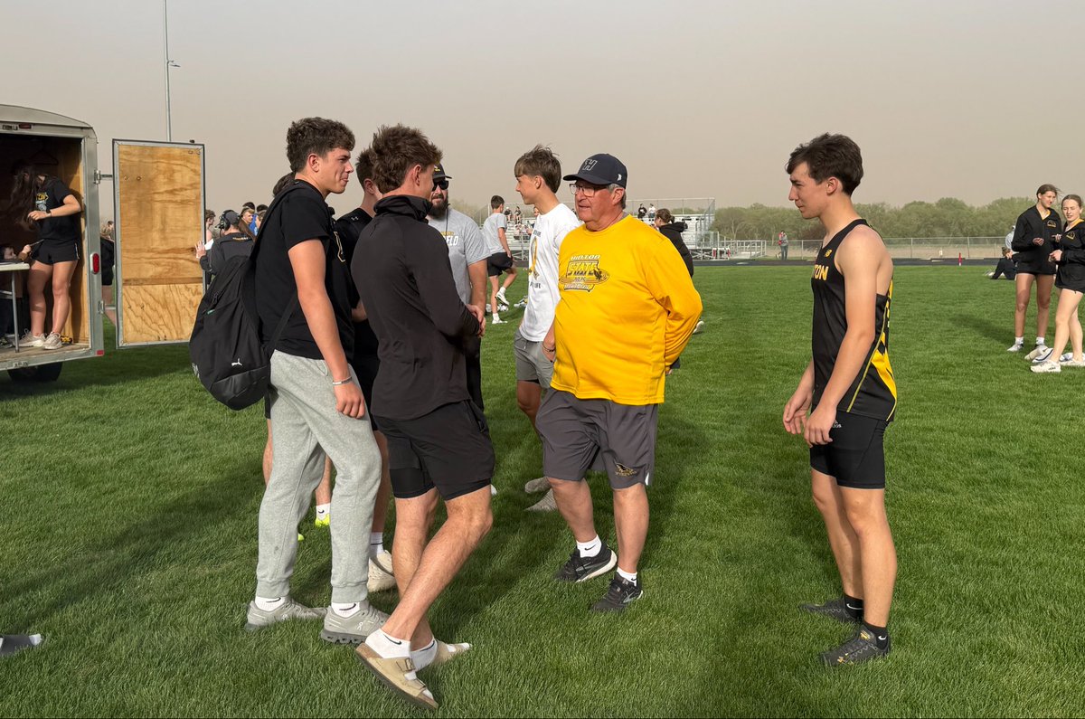 KLEMSports's tweet photo. .@hinton_track head coach Steve Diediker was recognized midway through the meet for his five decades of coaching Hinton track.

It was also announced that Hinton’s track meet will be renamed “The Blackhawk Diediker Relays.” https://t.co/dTfdABjJJl