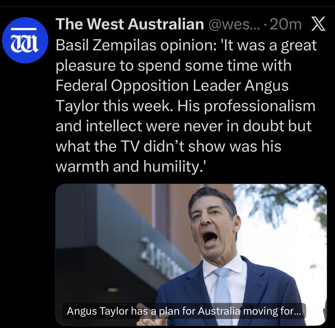 "Thanks Basil. I just want to give you a bit of an insight into the Liberal Party. We’re a bunch of unique individuals..."