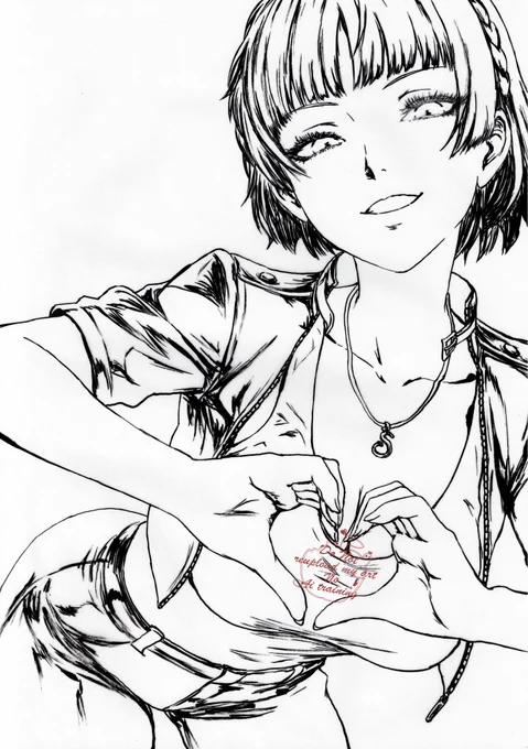 真の誕生日祝い絵。筆ペン画&線画無し版
#Persona5 