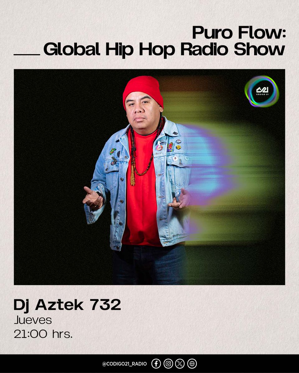 codigo21_radio's tweet photo. 🇫🇷🌏 El viaje por sonidos europeos continúa en #PuroFlow. DJ @aztek732 hace sonar los ritmos más vibrantes de la escena parisina 🥐🎵
🕘 21:00 hrs.
🔗 https://t.co/5Xi3ppWOZh | https://t.co/kXMehXYcOx
#LoQueTienesQueEscuchar https://t.co/i7AVaRqWYg