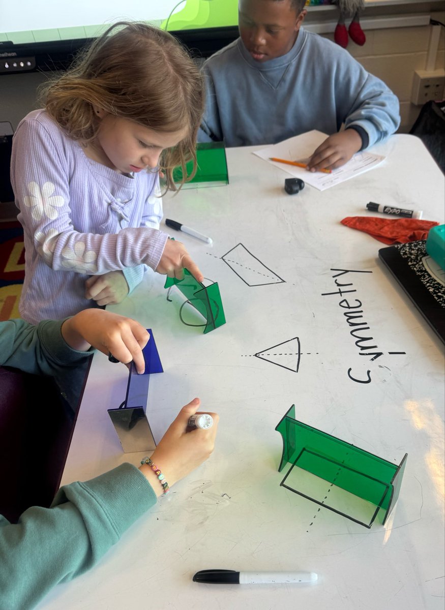 PowellinPrimary's tweet image. I love exposing students to new math tools!  Today I reviewed symmetry with my @HopeHillElem scholars.  They thought these geo mirrors were “So Cool!”  😎 

I agree! 
#mathismyjam #geometry #handsonlearning