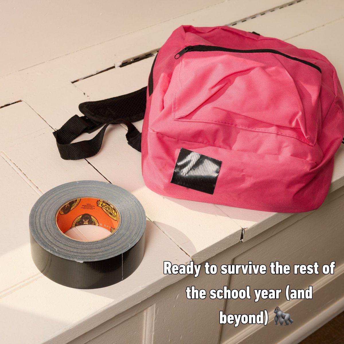 GorillaGlue's tweet photo. School year’s not over yet. One strip of Gorilla Tape and it’s back in action 🎒
#GorillaTape #BackpackFix #SchoolFix #GorillaTough https://t.co/CD1erbdqHW
