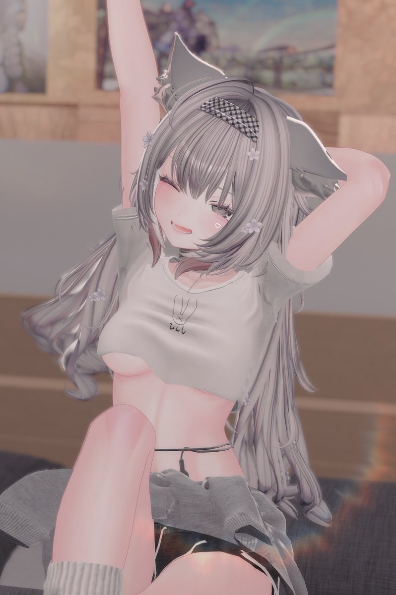 pirichan_vrc's tweet photo. なんとか起きれた〜
のびのび。

今日も一日中がんばろー。
#Shinano3D
#Ecila_3d https://t.co/sg9tbWCLnK