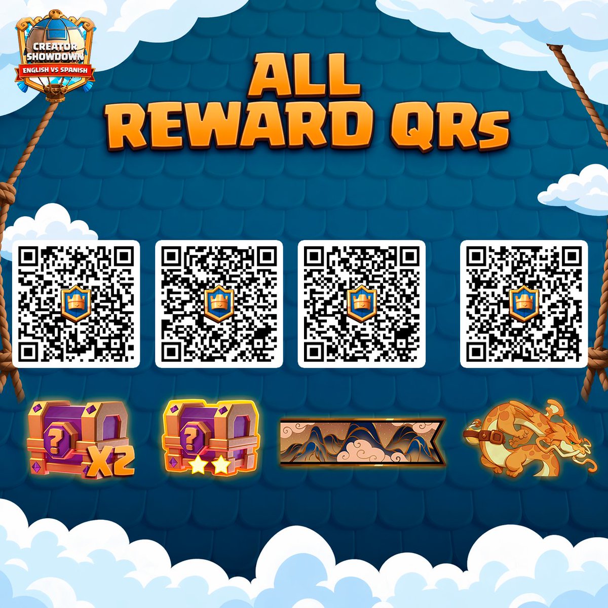 Dcmat's tweet image. All 4 Creator Showdown FREE Rewards in one tweet 🎁

Claim links:
1⃣ link.clashroyale.com/?action=vouche…
2⃣ link.clashroyale.com/?action=vouche…
3⃣ link.clashroyale.com/?action=vouche…
4⃣ link.clashroyale.com/?action=vouche…

Follow so you never miss free rewards.