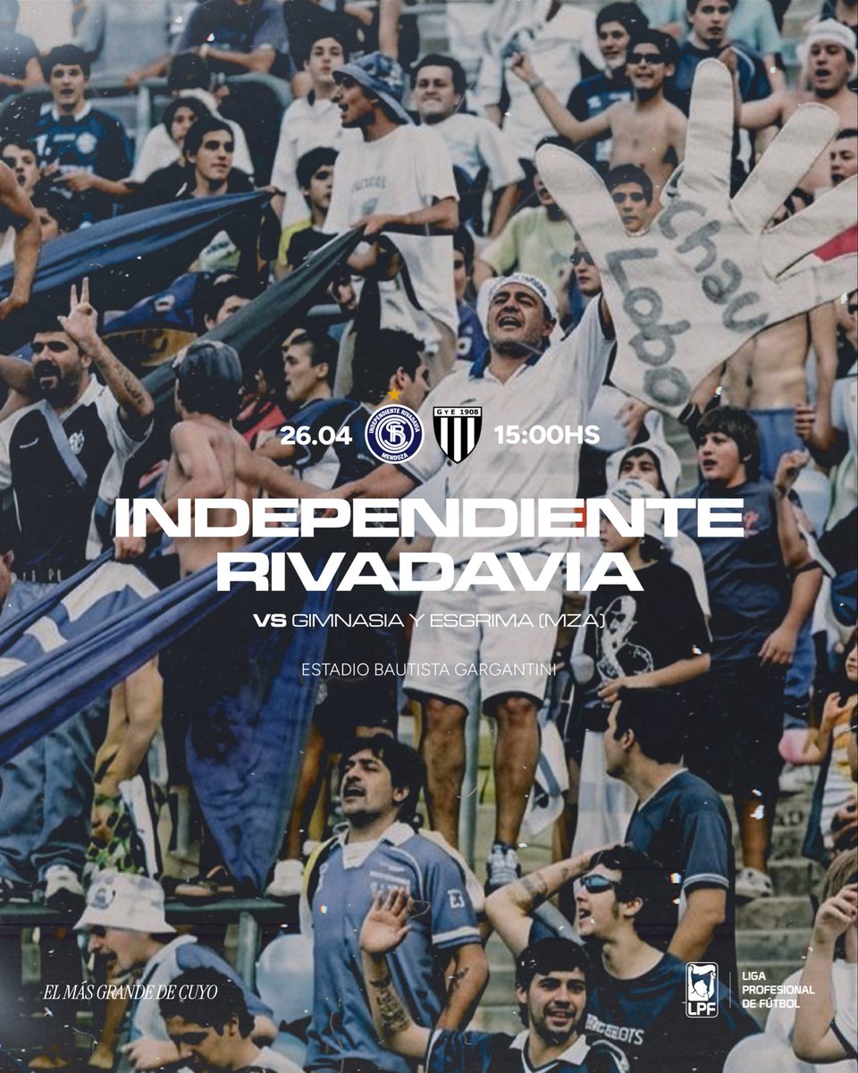 🔜 PRÓXIMO PARTIDO

🆚 Independiente Rivadavia vs. Gimnasia y Esgrima Mza
📅 Domingo 26 de Abril
🕒 15:00hs
🏟 Estadio Bautista Gargantini
🏆 Liga Profesional – Fecha 16

#ElÚnicoCampeónDeCuyo #TorneoMercadoLibre