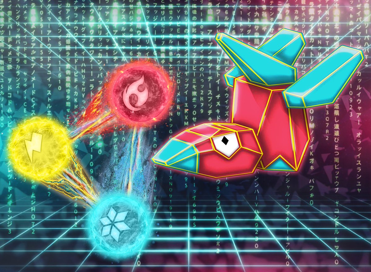 DariusAleksandr's tweet image. Tri Attack (Porygon) 
#Pokémon #Illustration #FanArt