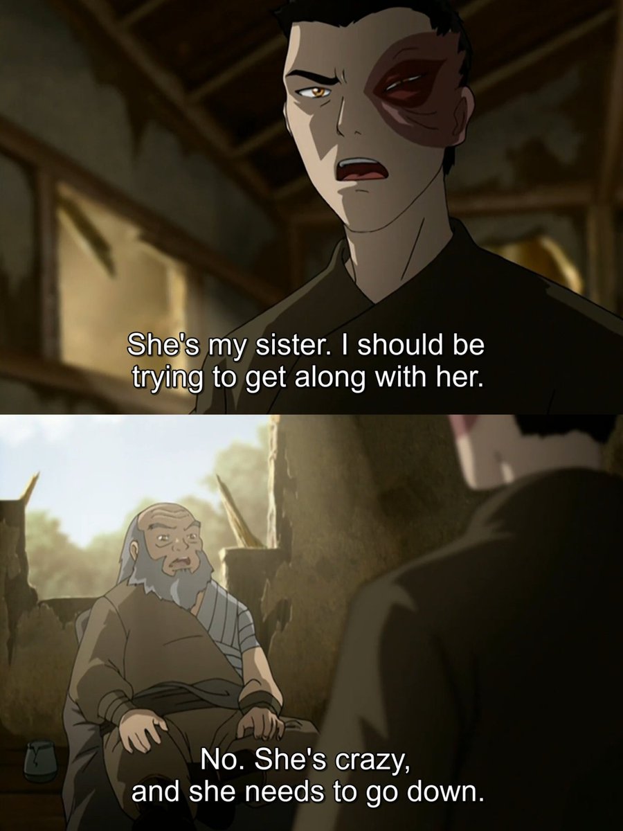 Iroh is not saying she's an Irredeemable monster or arguing for her execution, he's saying Azula is an IMMEDIATE THREAT and Zuko, who is not anywhere near her equal in combat, should not endanger himself by trying to reach out to her BEFORE she's defeated.