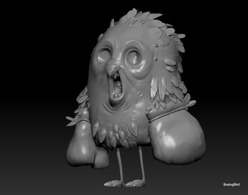TheFrisbeeman's tweet image. Boxing Bird #cartoon #zbrush #arnold #maya