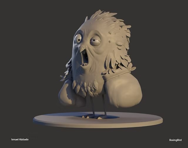 TheFrisbeeman's tweet image. Boxing Bird #cartoon #zbrush #arnold #maya