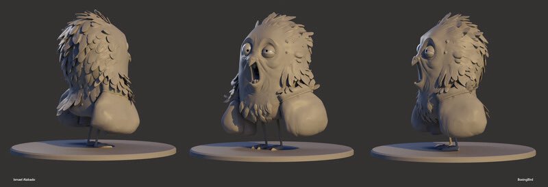 TheFrisbeeman's tweet image. Boxing Bird #cartoon #zbrush #arnold #maya