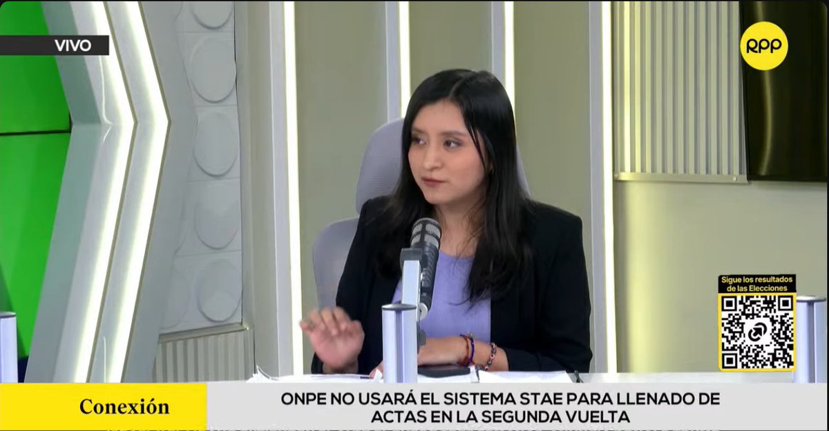 Pepa del equipo de El Poder en Tus Manos de <a href="/RPPNoticias/">RPP Noticias</a> : ONPE no usará el sistema STAE (Solución Tecnológica de Apoyo al Escrutinio) para llenado de actas en la segunda vuelta.