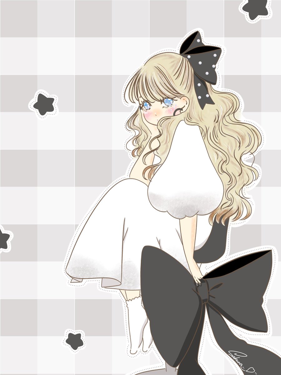 cute🎀🖤
#ribbon
#ゆるふわガール
#イラストレーター