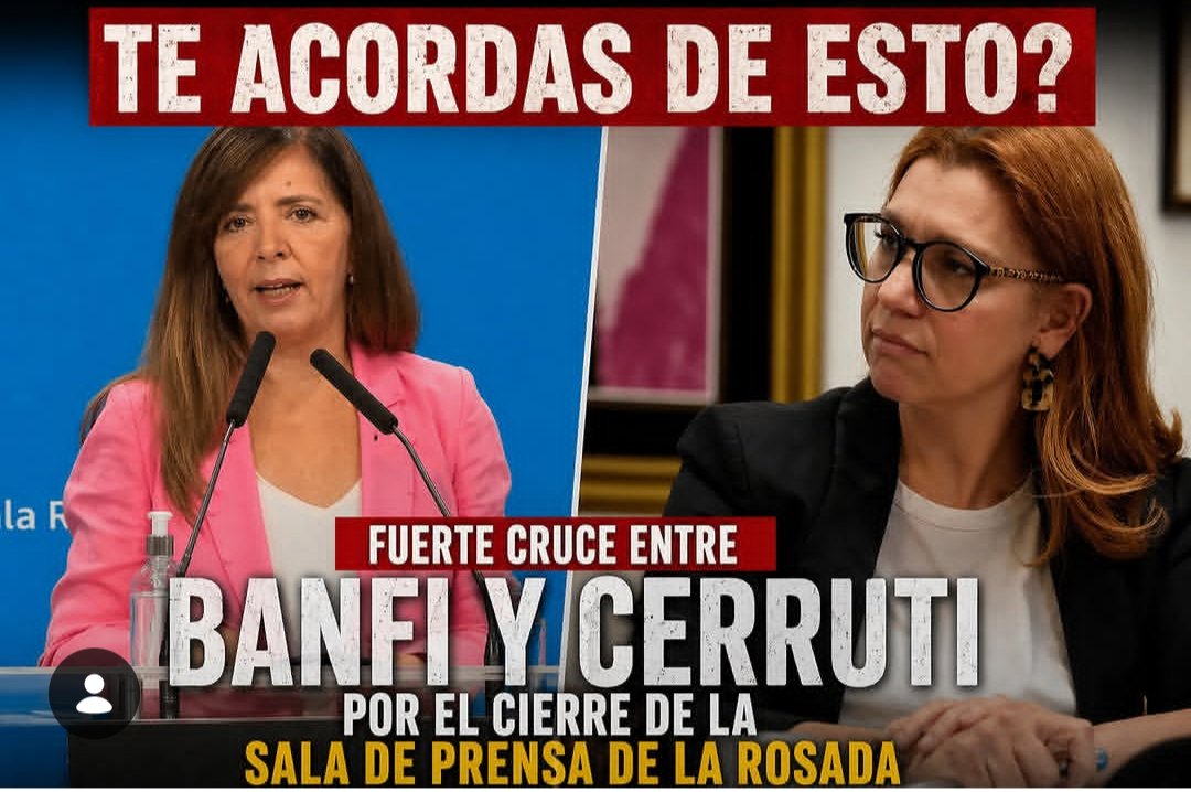 Fue en 2022, Banfi discutió con la ordinaria y grasa Cerruti por el cierre de las conferencias y el no ingreso de periodistas durante el mandato del títere gatero. No hubo fin de la democracia, ni cadena ni indignación de los medios. Los mismos medios que ahora lloran y cacarean