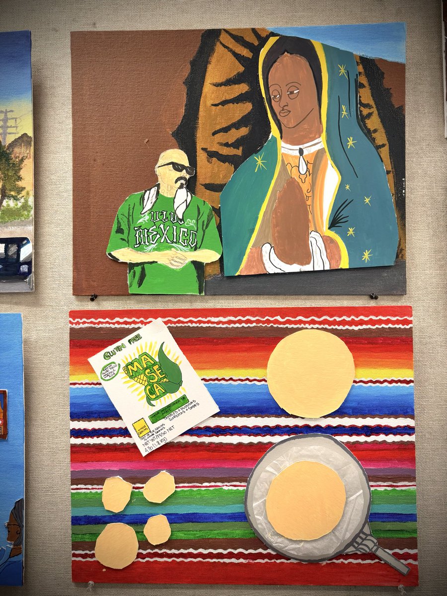 castsailmars's tweet photo. My Art 3 students’ “A Day in the Borderland” projects are up on my bulletin board. @SISD_FineArts @CMartin_EHS @Eastlake_HS_ @luismartinezMBA https://t.co/fQQiQ0ClTF