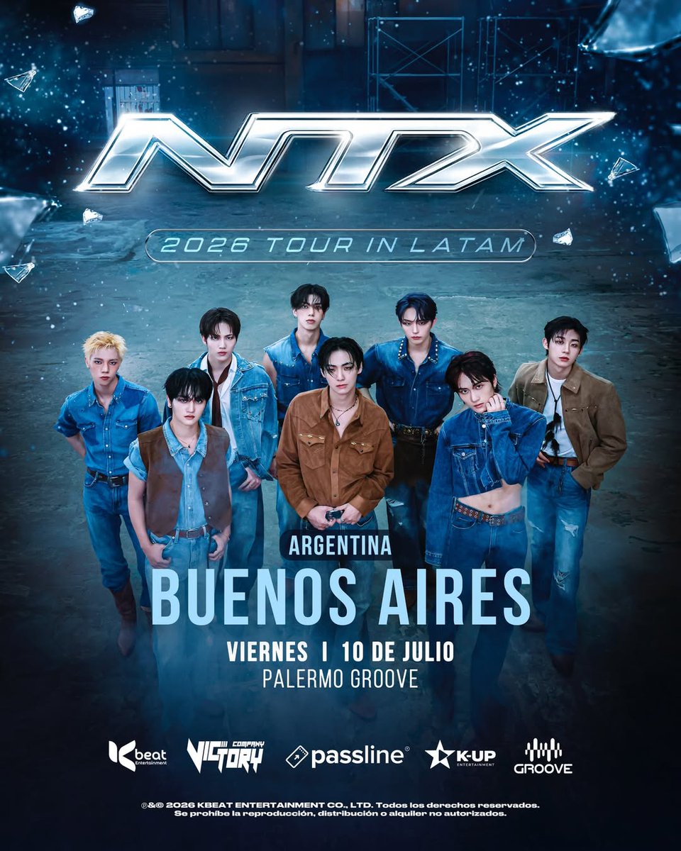 📢  ¡CONFIRMADO! 
NTX regresa a Argentina como parte de su “2026 TOUR IN LATAM” 🇦🇷
⚠️ Las entradas estarán a la venta por Passline! 
Preventa 1:  25 de Abril 
Venta general: 27 de Abril 
📍 Buenos Aires – Palermo Groove
📅 Viernes 10 de julio