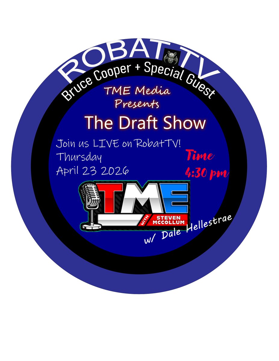 TMEMediaAz's tweet image. The TME Draft Show gets underway at 4:45pm!  Join us on Robattv.com (w/ Subscription), and on YOUTUBE for this special show!

Steven McCollum, 17 year NFL Veteran Dale Hellestrae &amp;amp; Local Legend in  Sports Broadcasting, Bruce Cooper break down the draft as it happens!