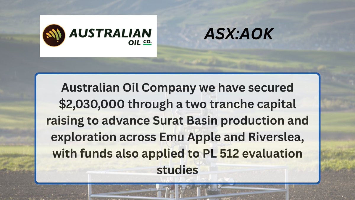 AustralianOilCo's tweet image. $AOK

@WildCatCap @Stew_Walters 

#ASX #AOK #OilAndGas #Energy #CapitalRaising #Exploration #SuratBasin