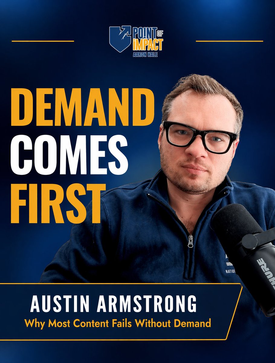 aclayhale's tweet image. Most people guess what to post.

Winners answer what people are already searching for.

New episode with Austin Armstrong, author of Virality.

Simple systems &amp;gt; creativity.

#PointOfImpact #Virality #ContentStrategy #Marketing #Growth