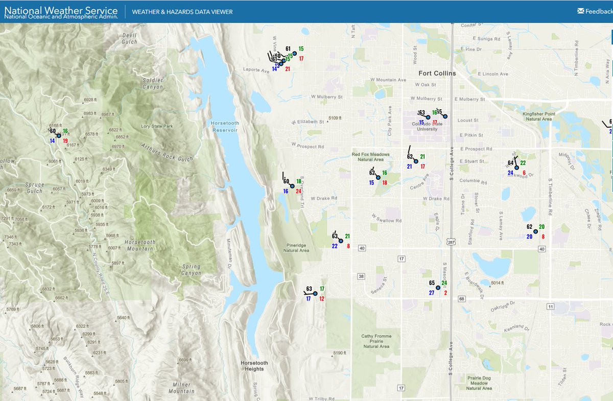 skywatcher77's tweet photo. Evacuations ordered for the #PondsFire in western #FortCollins. All residents west of Overland Trail, south of Elizabeth St to Dixon Canyon Rd have been ordered to evacuate. Other areas are on evacuation warning. 

Weather conditions in the vicinity of the fire: 
60 degF, relative humidity of 18%, winds out of the west northwest at 15 mph, gusting to 24 mph. 

Fire is currently estimated at 5 acres. 

Keep apprised at: https://t.co/0YtQSDiF6o

#COfire #COwx