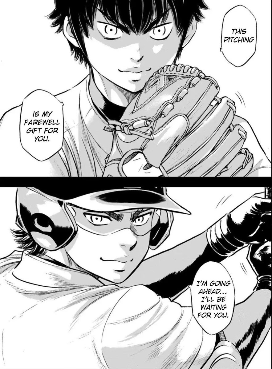 promiyuki's tweet photo. Misawa - Eijun falls first. Miyuki falls “harder” in how realizing his feelings would reshape how he sees relationships. At the end of Act II, he assumes Eijun will be part of his future, but he’d have to confront the idea that he actively wouldn’t want to let go of someone else. https://t.co/pEG6Ptyyzr