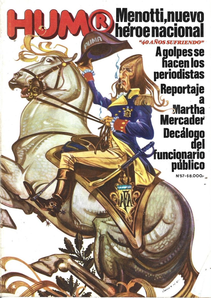 TintaOjo's tweet photo. #Hace45Años #En1981

Tapas de HumoR en abril de 1981.

El 56, a $7500, cómo entraba Kempes al esquema del River de Labruna.
El 57, a $8000, con el DT Menotti en el panteón nacional, a raíz de sus declaraciones a Siete Días afirmando que "el 70% de los medios estaba en la pavada". https://t.co/EfOPxPBkQk