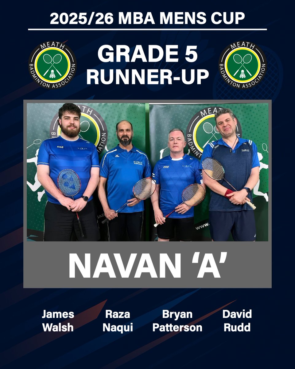 NavanBC's tweet photo. Our G5M 'A' &amp; G6M both lost to Longwood in their Cup Finals, but the lads had a great run! And a few weeks ago, our G7M 'B' went toe-to-toe with Mullagh &amp; only lost 7-5. 3 Mens Cup Finals. 3 Runner-up medals. It's been some season for these lads! #Navan #Meath #Badminton #Ireland https://t.co/h26bO1y1AL