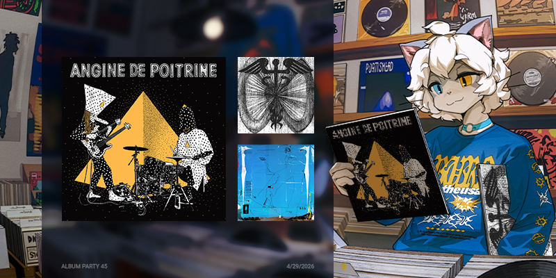 popcore_vt's tweet photo. Join us for Album Party 45!
(Wednesday, 4/29/2026 @ 8pm CENTRAL)

Album 1: Robber Robber - Two Wheels Move the Soul (2026)
Album 2: Angine de Poitrine - Vol II (2026)
Album 3: Ulrika Spacek - EXPO (2026)

⚠️🔞 Must be 18+ to join server. 🔞⚠️
🎨 by dentyou @ bsky

Link Below 👇 https://t.co/erH8dCcuxv