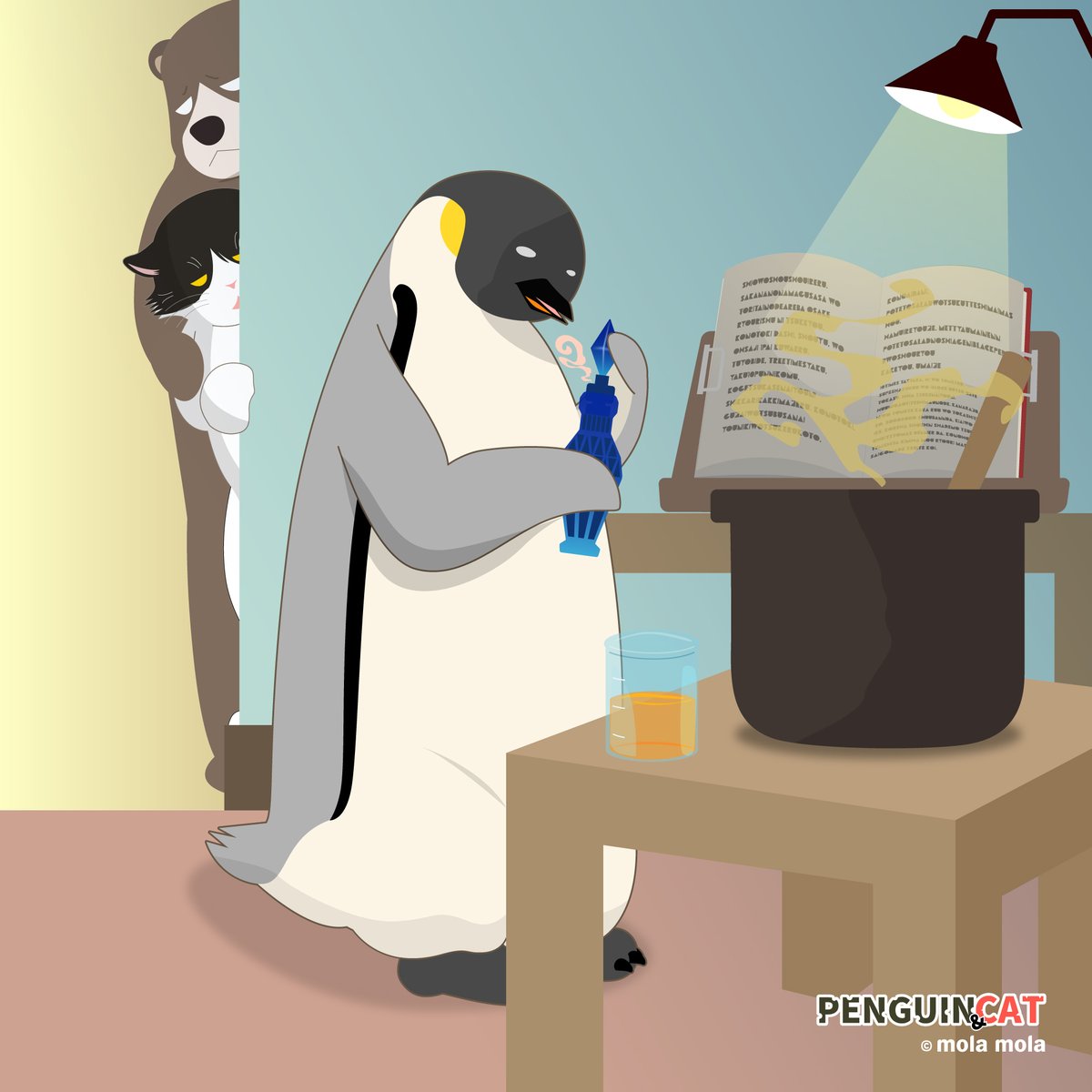 Studioshibao's tweet image. 夜な夜な何か作っているペンギン
#illustration