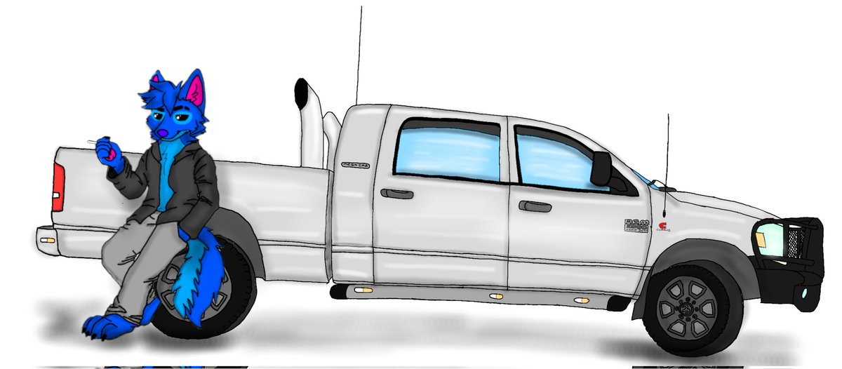 truckinrebelttv's tweet image. Im not good at art but this im proud of! My irl truck with my sona. #dodgeram #dodge #3500 #diesel #furry