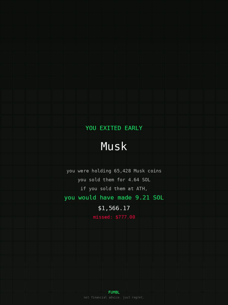 jeffersonyoan's tweet image. Just peeped fumbledbags.com only to see I sold way to early on $Musk :(

23drEvXVQNmUjJGTPJYz33kg5gyVPUTKB2biJBc6pump
#coinbase 
#journal