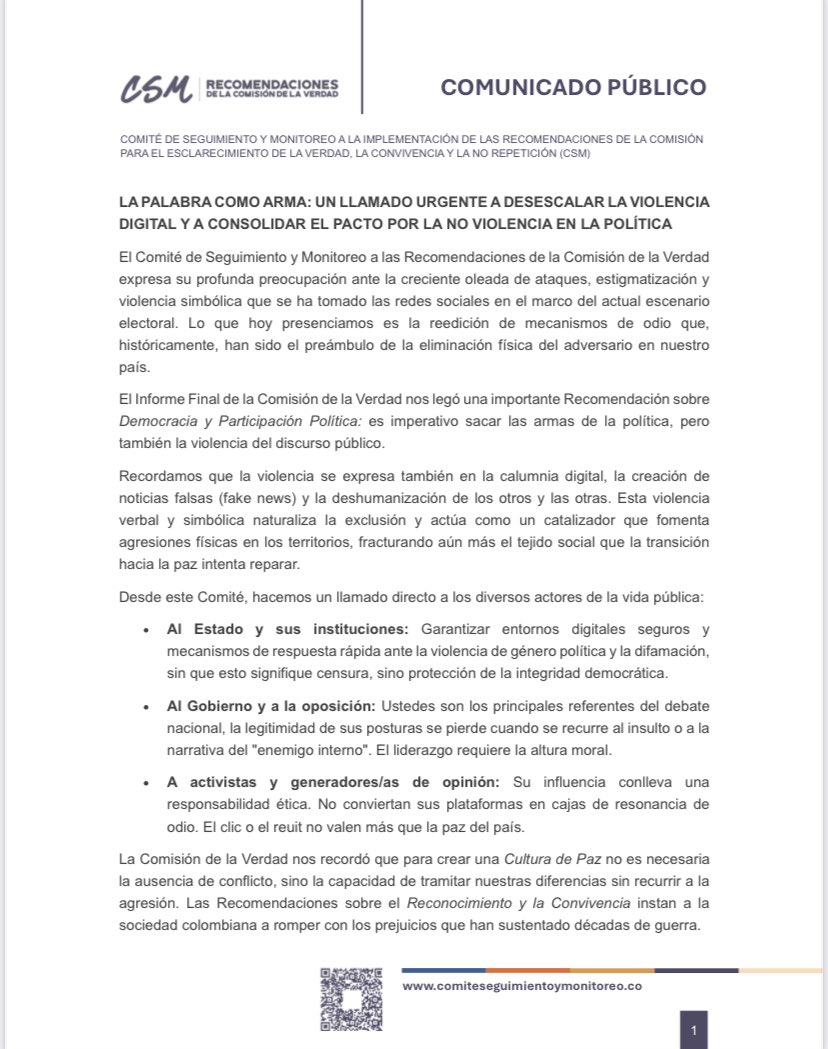 Comité de Seguimiento y Monitoreo tweet media