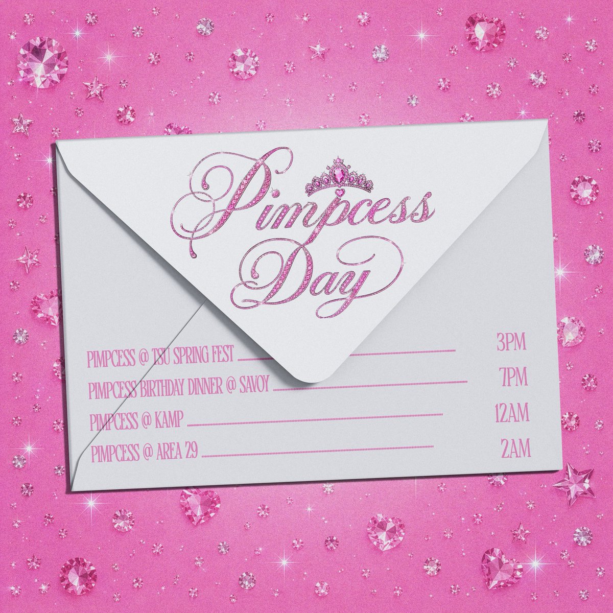 come party for pimpcess day in houston tmr 💞