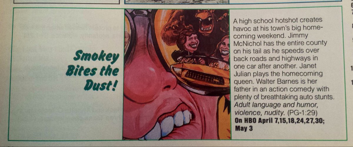 ClassicHBOGuide's tweet image. Little known movies in April on pay cable: @HBO 1978 - DAY OF THE ANIMALS; The Movie Channel 1981 - EXIT THE DRAGON, ENTER THE TIGER; Prism 1982 - DEMOLITION, GONE TO GROUND, SCHIZO; @HBO 1982 - SMOKEY BITES THE DUST #rare #movies #HBO