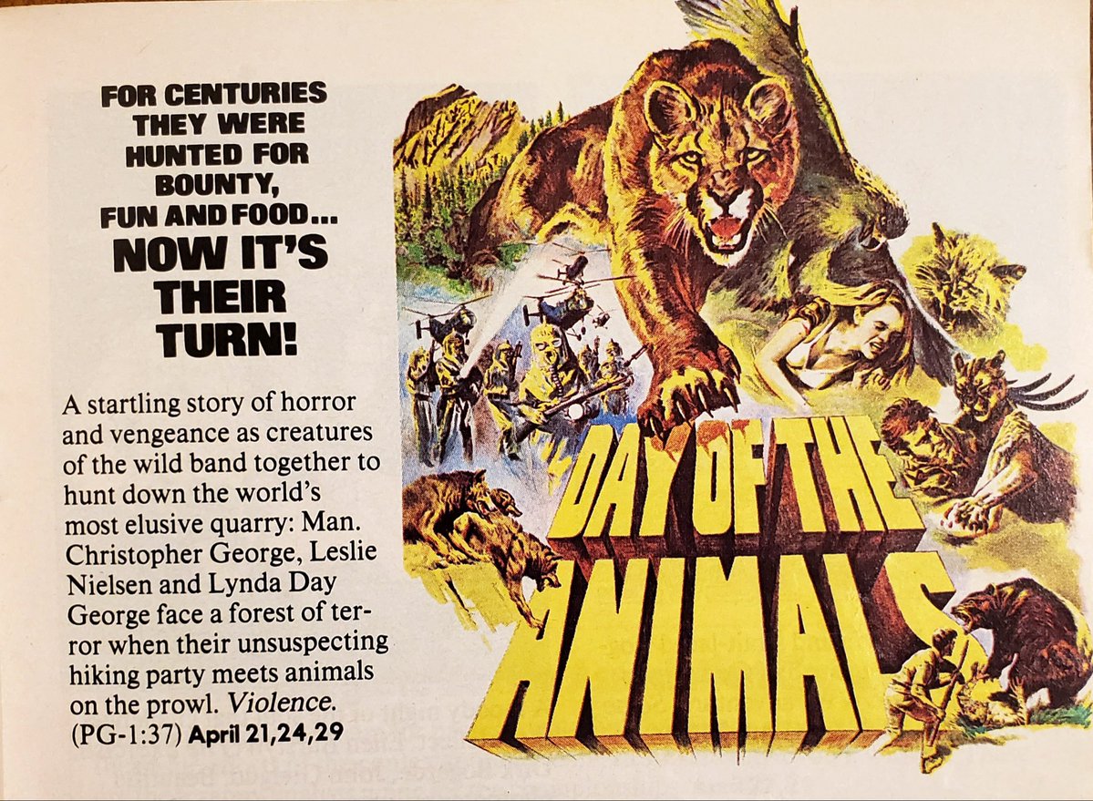 ClassicHBOGuide's tweet image. Little known movies in April on pay cable: @HBO 1978 - DAY OF THE ANIMALS; The Movie Channel 1981 - EXIT THE DRAGON, ENTER THE TIGER; Prism 1982 - DEMOLITION, GONE TO GROUND, SCHIZO; @HBO 1982 - SMOKEY BITES THE DUST #rare #movies #HBO
