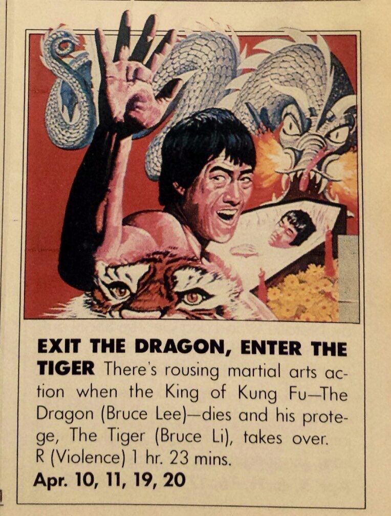 ClassicHBOGuide's tweet image. Little known movies in April on pay cable: @HBO 1978 - DAY OF THE ANIMALS; The Movie Channel 1981 - EXIT THE DRAGON, ENTER THE TIGER; Prism 1982 - DEMOLITION, GONE TO GROUND, SCHIZO; @HBO 1982 - SMOKEY BITES THE DUST #rare #movies #HBO