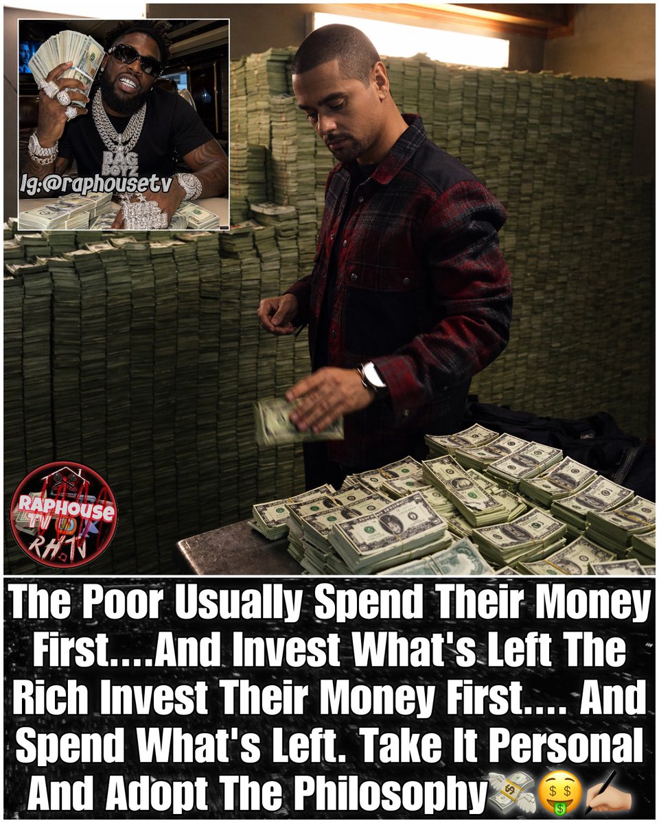 The Poor Usually Spend Their Money First....And Invest What's Left The Rich Invest Their Money First.... And Spend What's Left. Take It Personal And Adopt The Philosophy 💸✍🏼💯